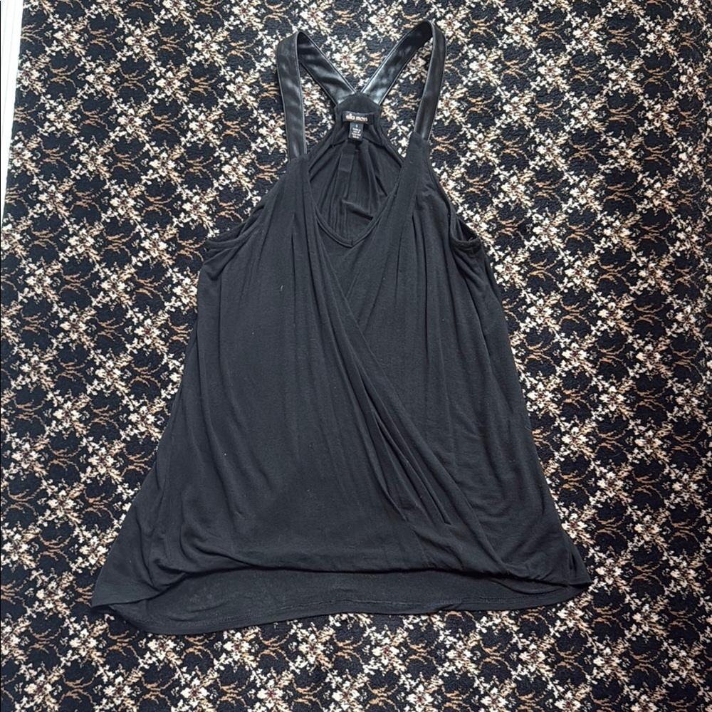 Ella Moss Black Tank Top with “leather “ straps